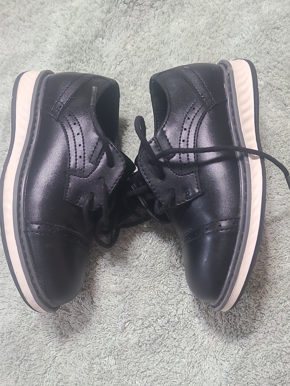 Stafford Black Lace-Up Kids Dress Shoes with White Trim